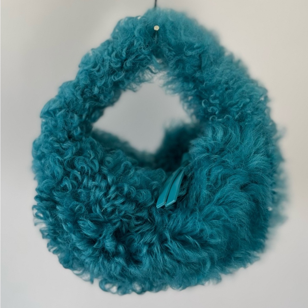 BY FAR Lamb Fur Baby Cush Bag in Azur-Blue